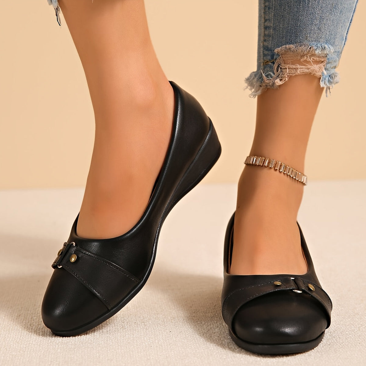 Corinna | Buckle Detail Wedge Loafers