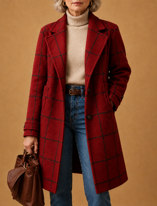 Beatrix | Classic Plaid Coat - Red