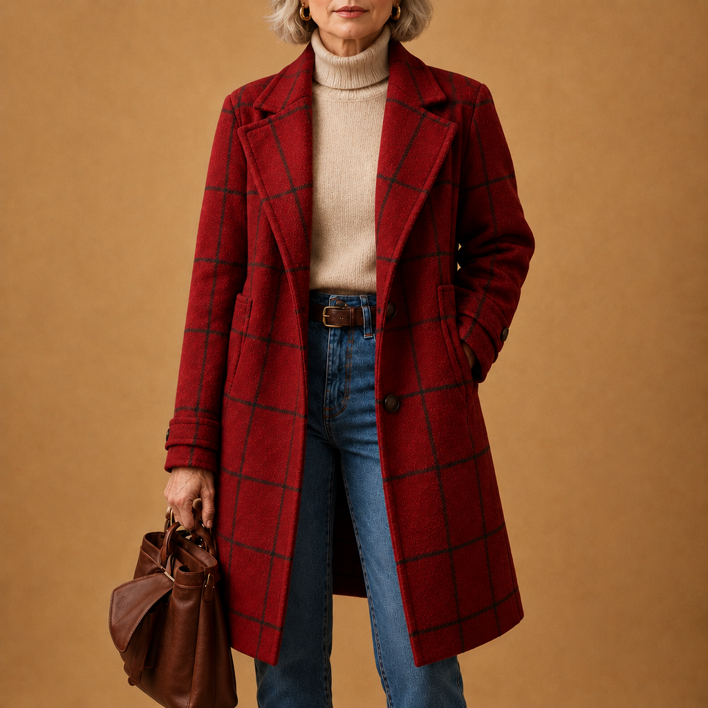 Beatrix | Classic Plaid Coat - Red