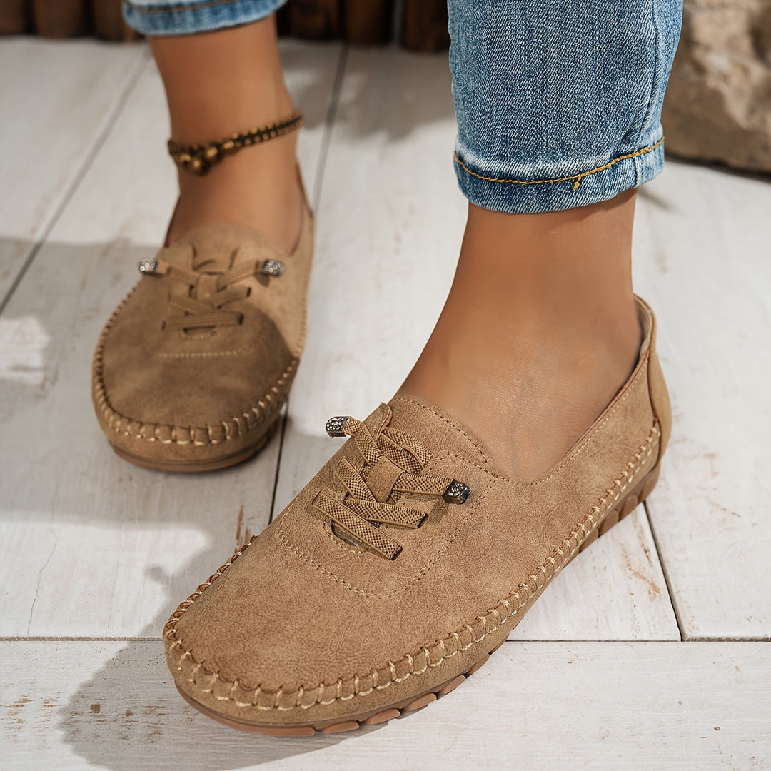 Molly Soft Lace-Front Moccasins in brown