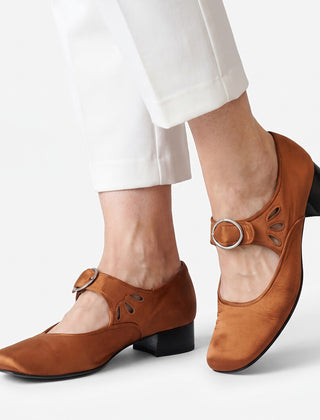 Chloe Mary Jane shoes in cognac