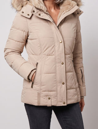 Margot winter coat in beige, front view