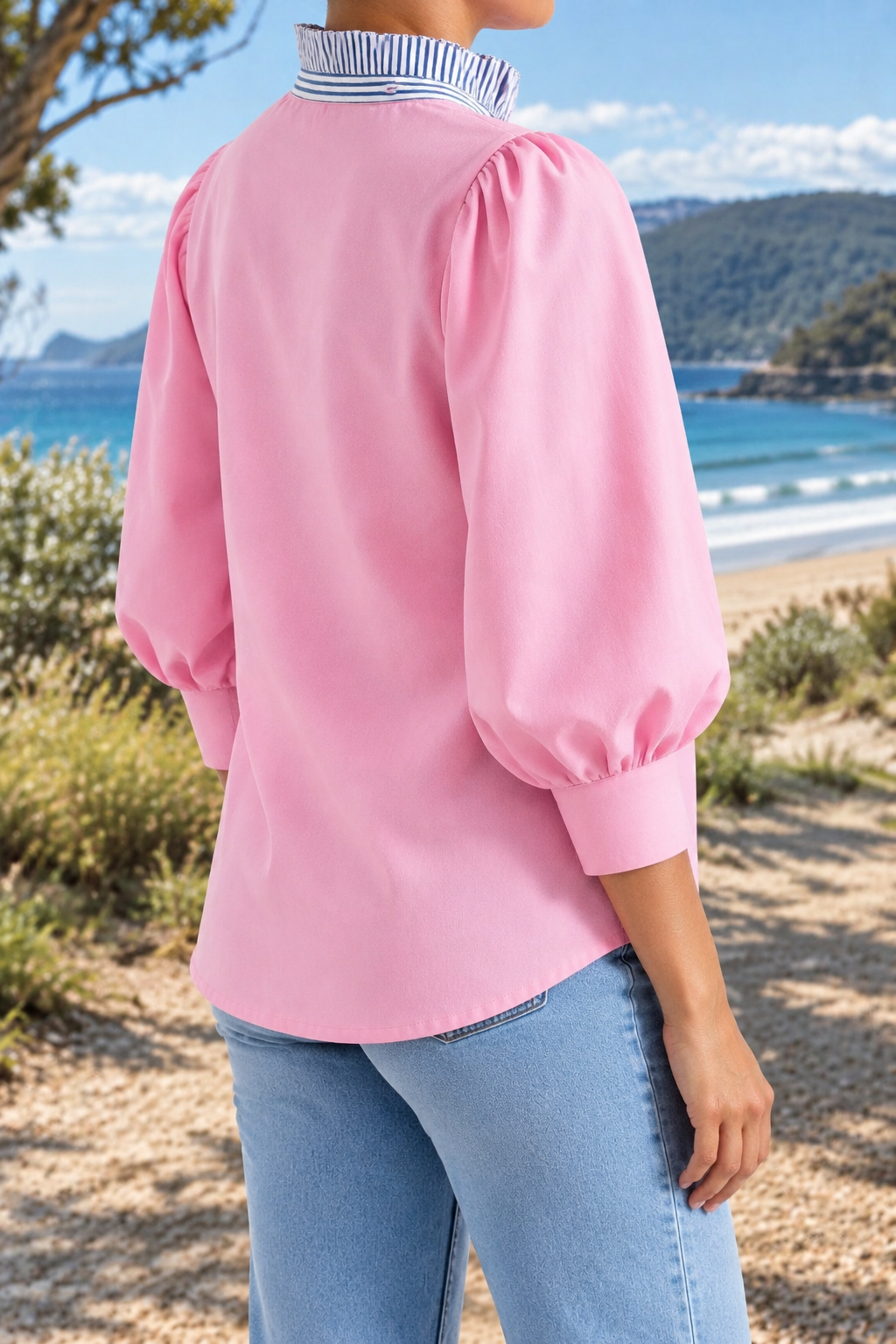 Carline Blouse in pink, back view