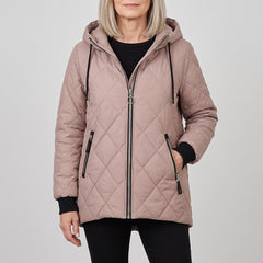Rolande hooded jacket in dusty rose, front view