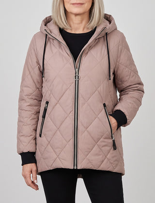 Rolande hooded jacket in dusty rose, front view