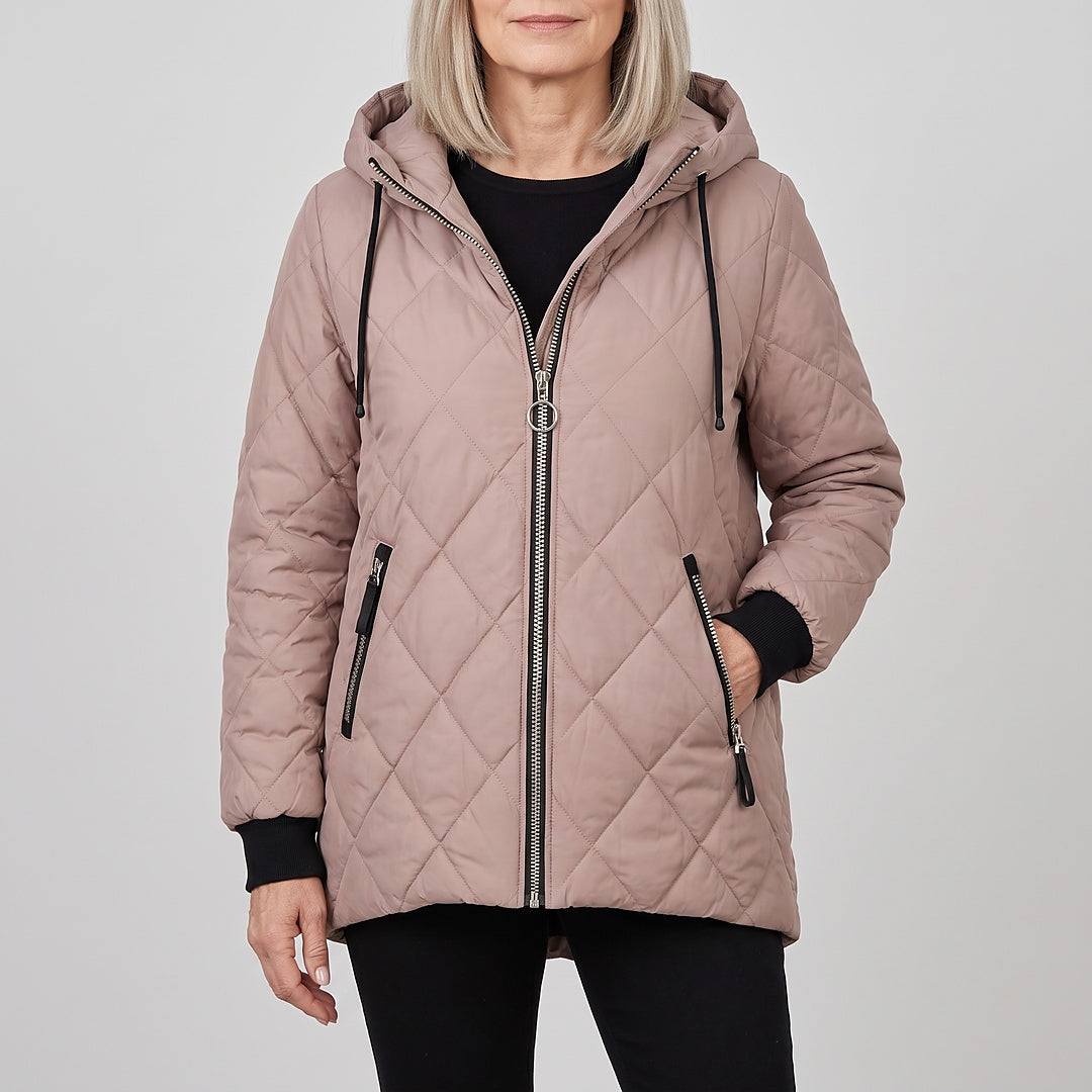 Rolande hooded jacket in dusty rose, front view