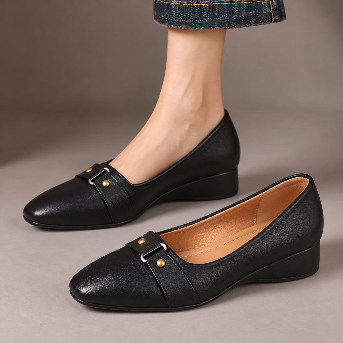 Corinna | Buckle Detail Wedge Loafers