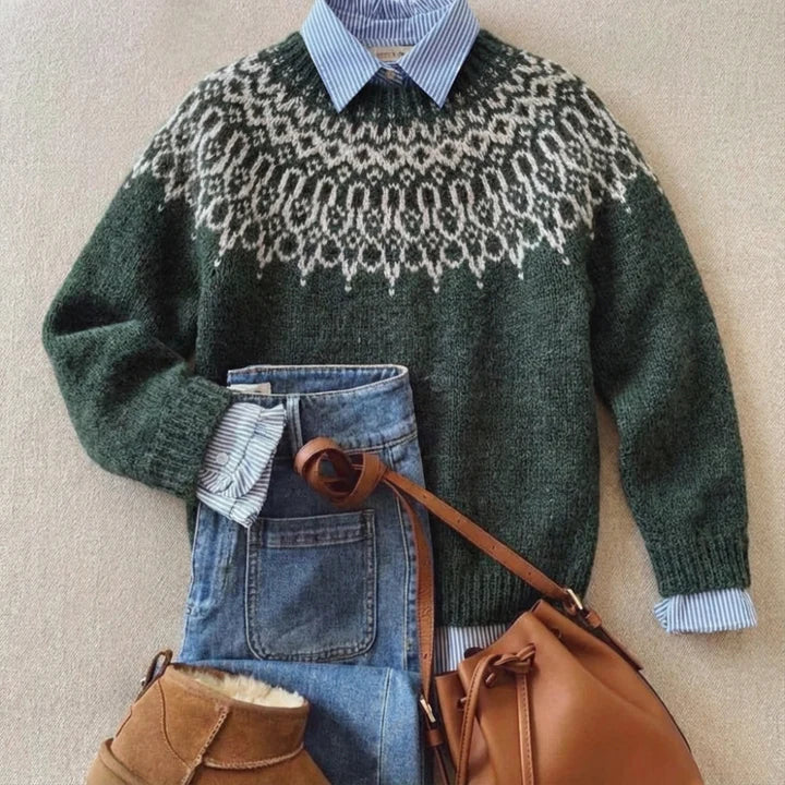 Camille | Snowflake Yoke Knit Sweater