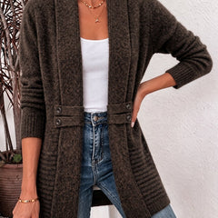 Lidia | Fitted Open-Front Cardigan - Brown