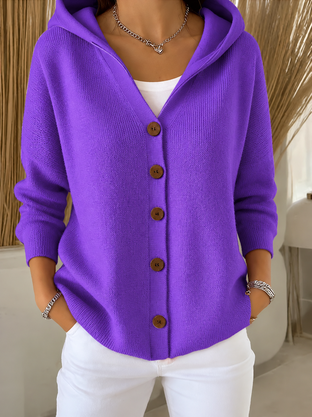 Marie Hooded Button Cardigan