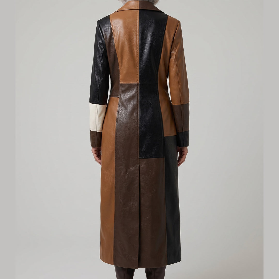 Nadia Patchwork Long Coat, back view