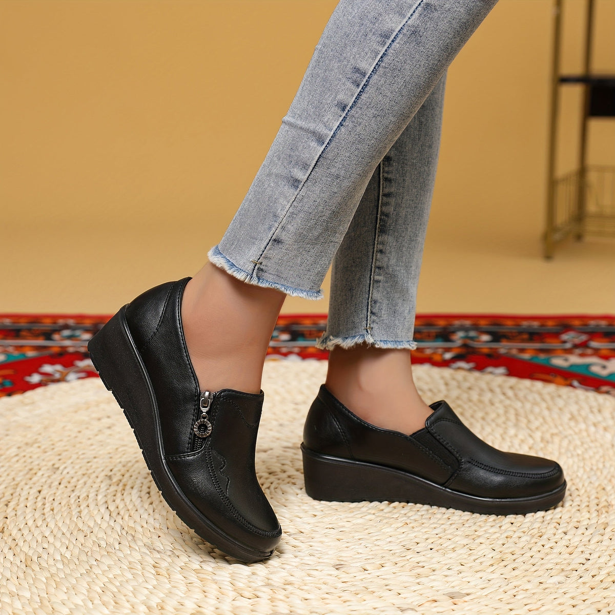 Wynne | Side-Zip Wedge Loafers