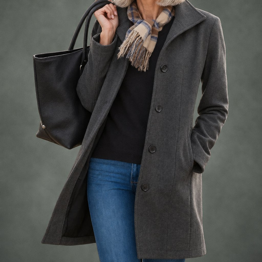 Renee everyday button coat in gray