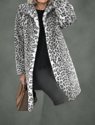 Albane leopard print coat in white