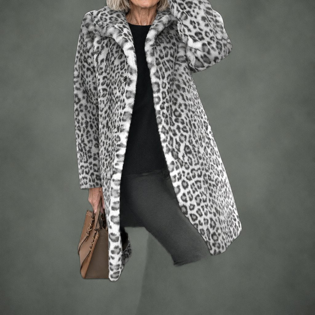 Albane leopard print coat in white