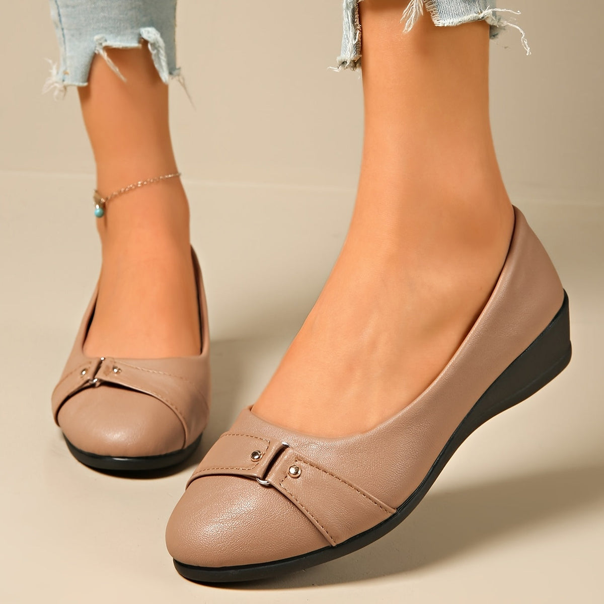 Corinna | Buckle Detail Wedge Loafers