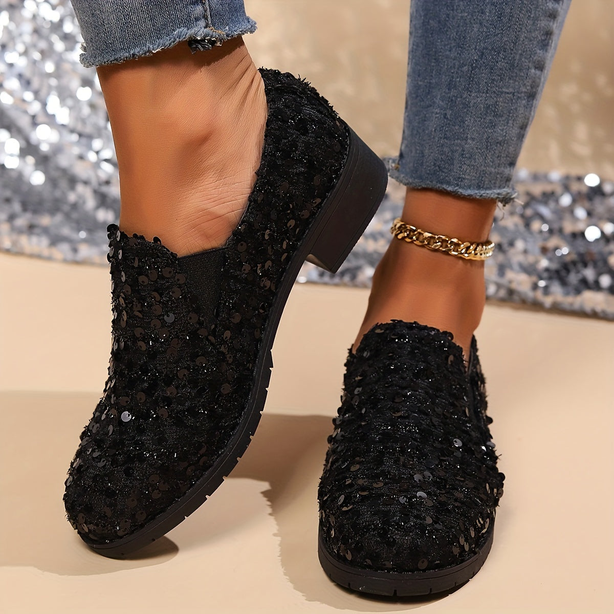 Merle | Sequin Slip-On Loafers