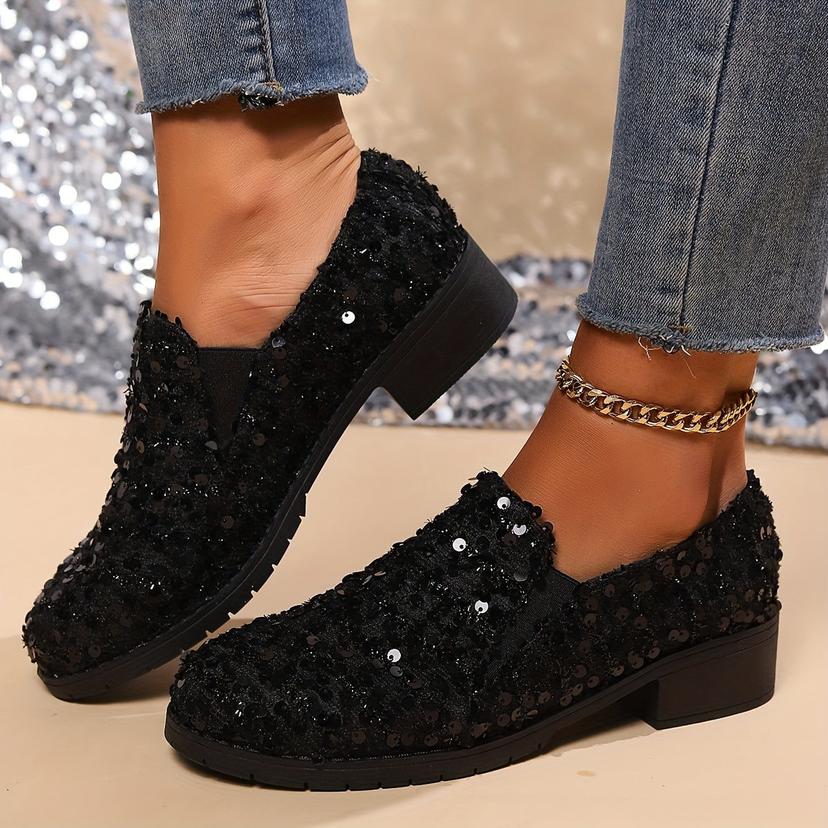 Merle | Sequin Slip-On Loafers