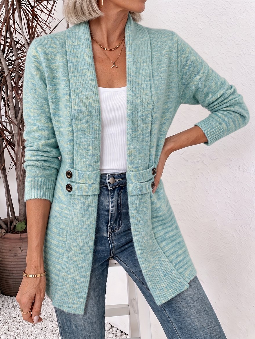 Lidia | Fitted Open-Front Cardigan - Light Green
