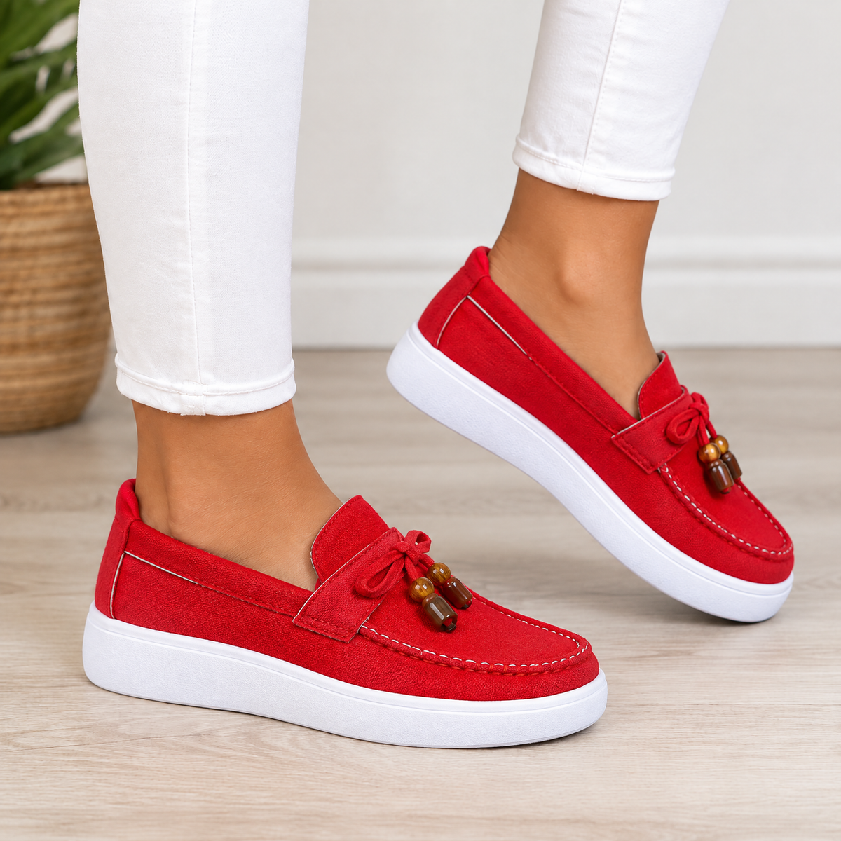 Elise orthopedic comfort loafers in red