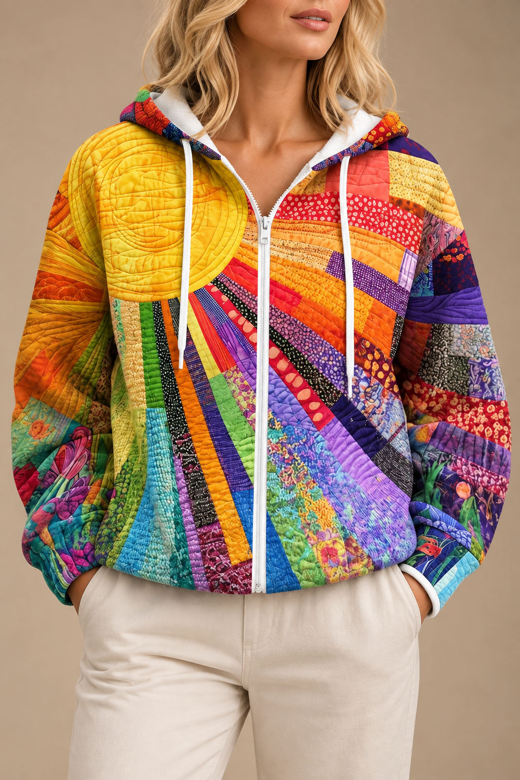 Rhealyn | Sunburst Print Zip Hoodie