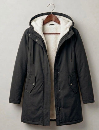 Marguerite cozy hooded parka in black