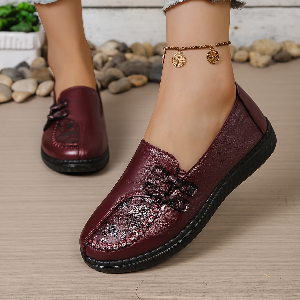 Wilma | Floral Detail Comfort Loafers