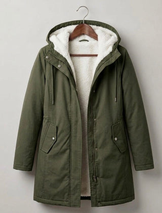 Marguerite cozy hooded parka in forest green