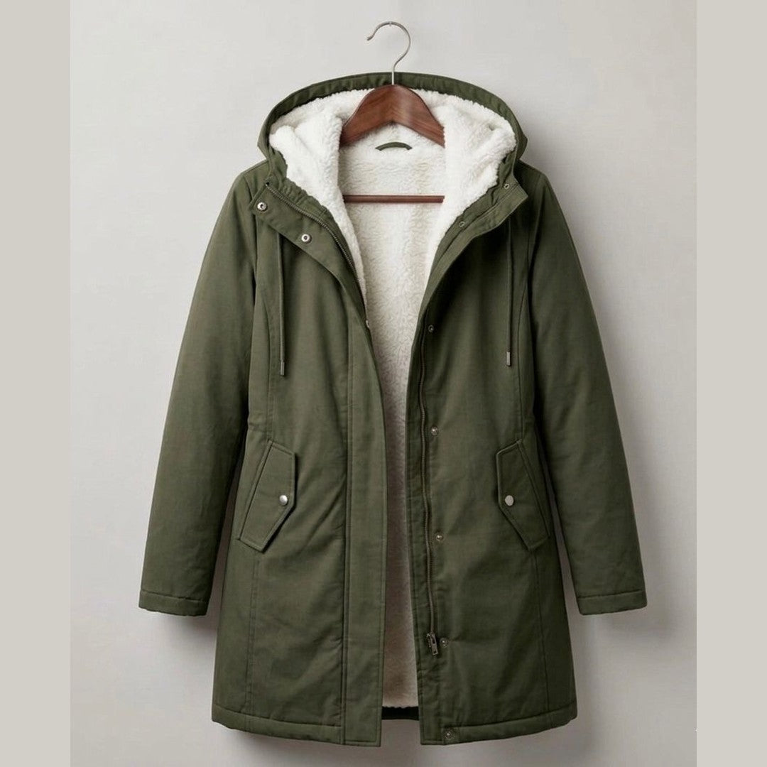 Marguerite cozy hooded parka in forest green