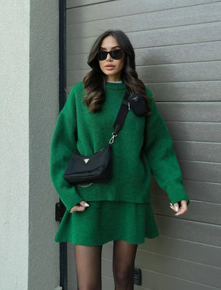 Beatrice two-piece sweater and skirt in Green