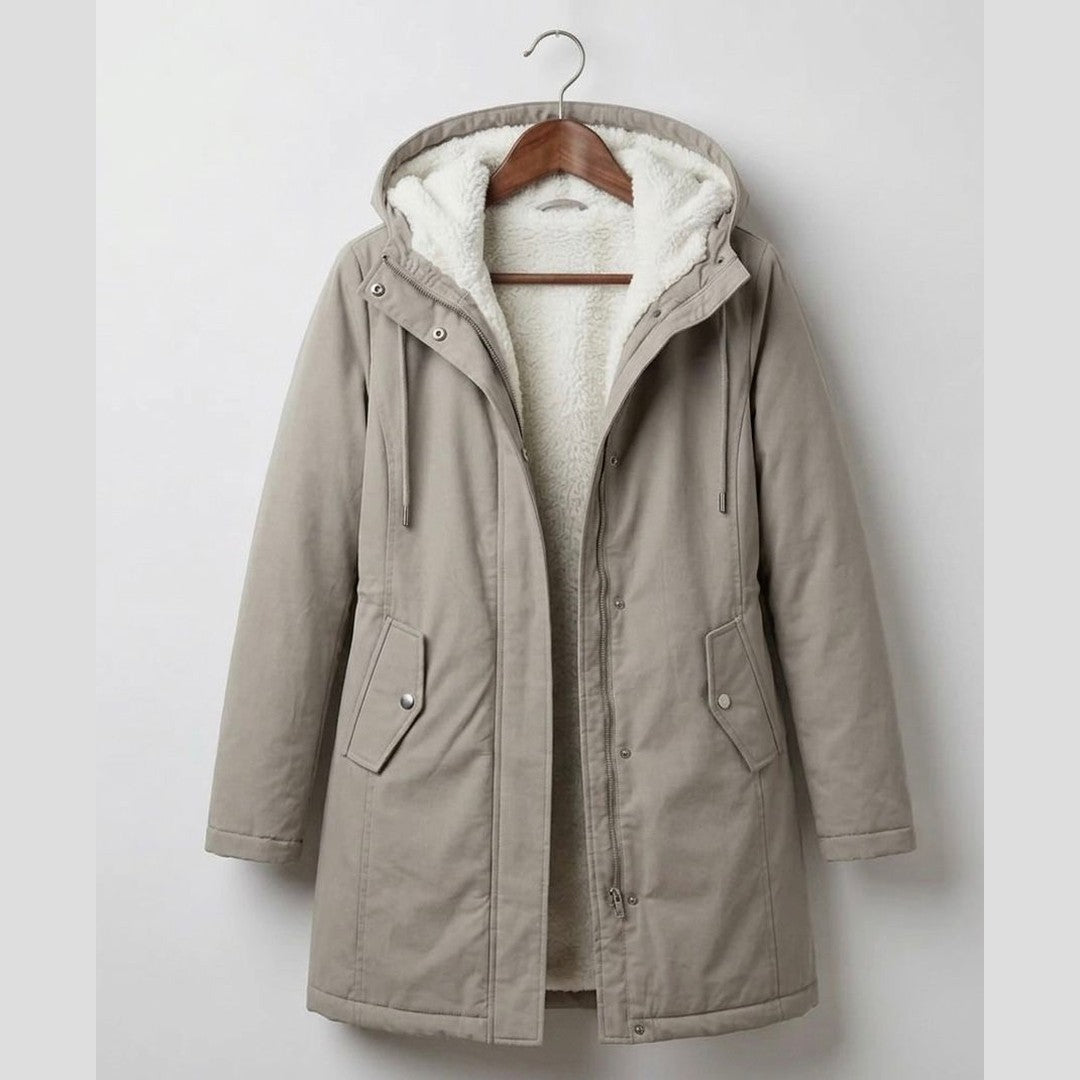 Marguerite cozy hooded parka in gray