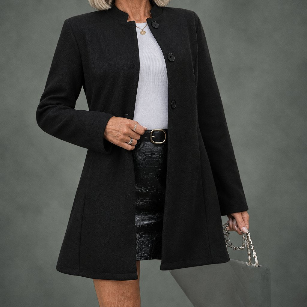 Madeleine stand collar coat, detail