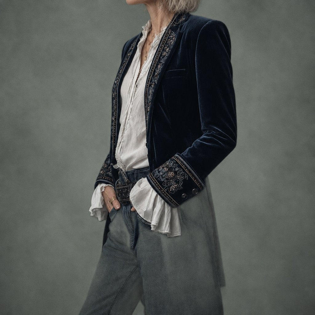Annette long embroidered jacket, detail