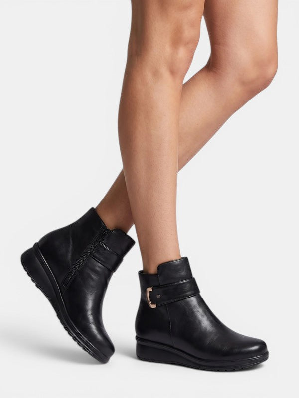 Clementine | Side-Zip Buckle Strap Ankle Boots