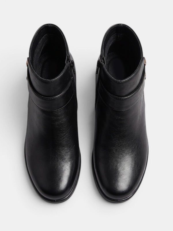 Clementine | Side-Zip Buckle Strap Ankle Boots