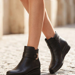 Clementine | Side-Zip Buckle Strap Ankle Boots