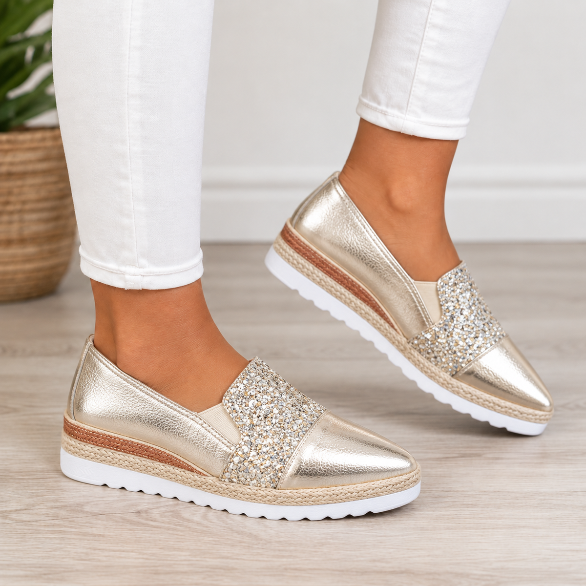 Gwen orthopedic comfort wedges in golden
