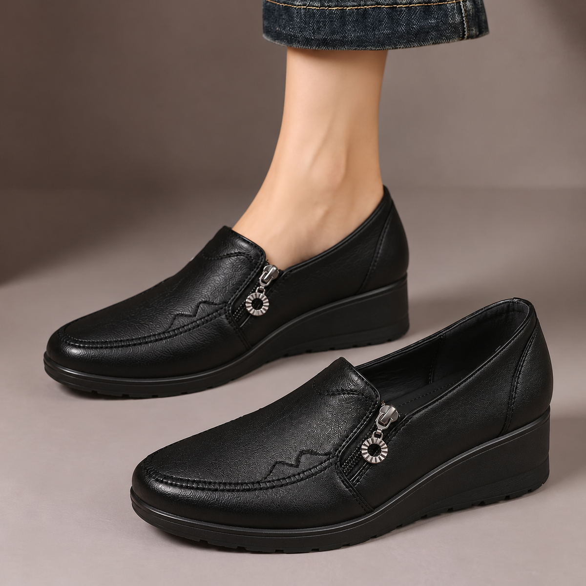 Wynne | Side-Zip Wedge Loafers