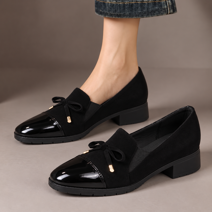 Hollis | Glossy Toe Bow Loafers