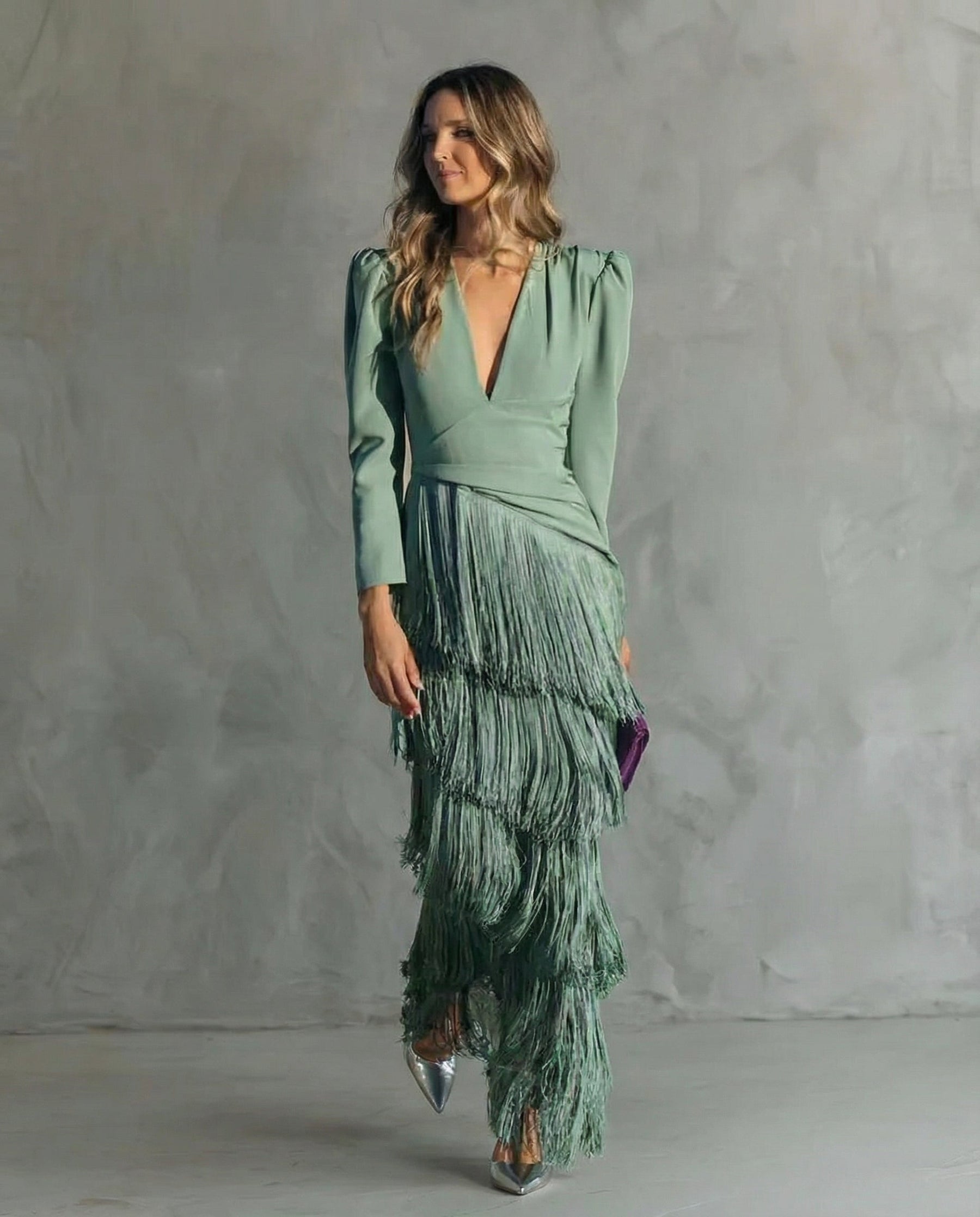 Lara | Elegant dress with fringe sleeves