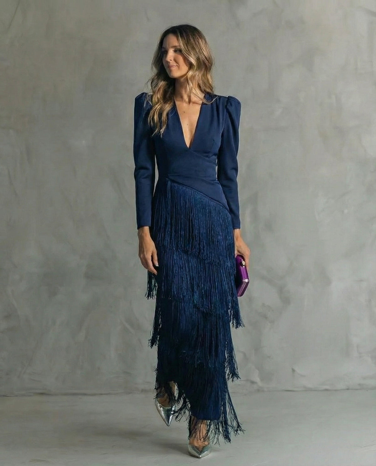 Lara | Elegant dress with fringe sleeves