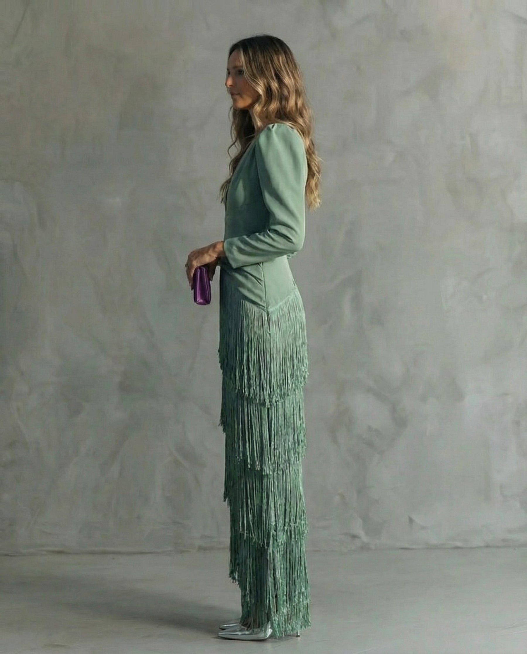 Lara | Elegant dress with fringe sleeves