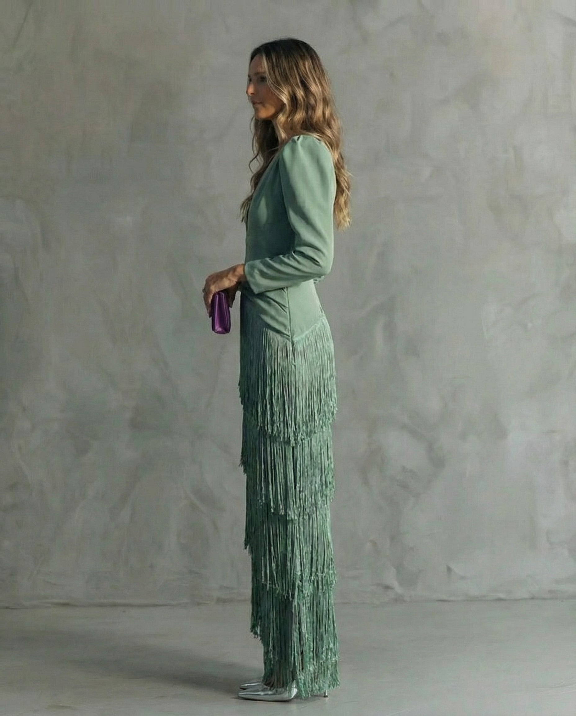 Lara | Elegant dress with fringe sleeves