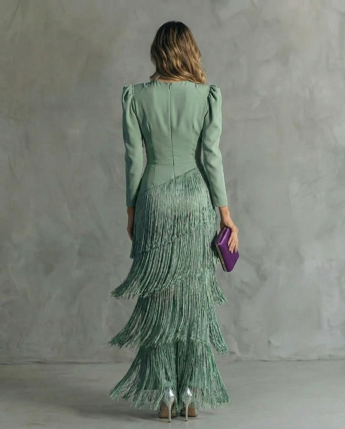 Louise | Elegant dress with fringe sleeves