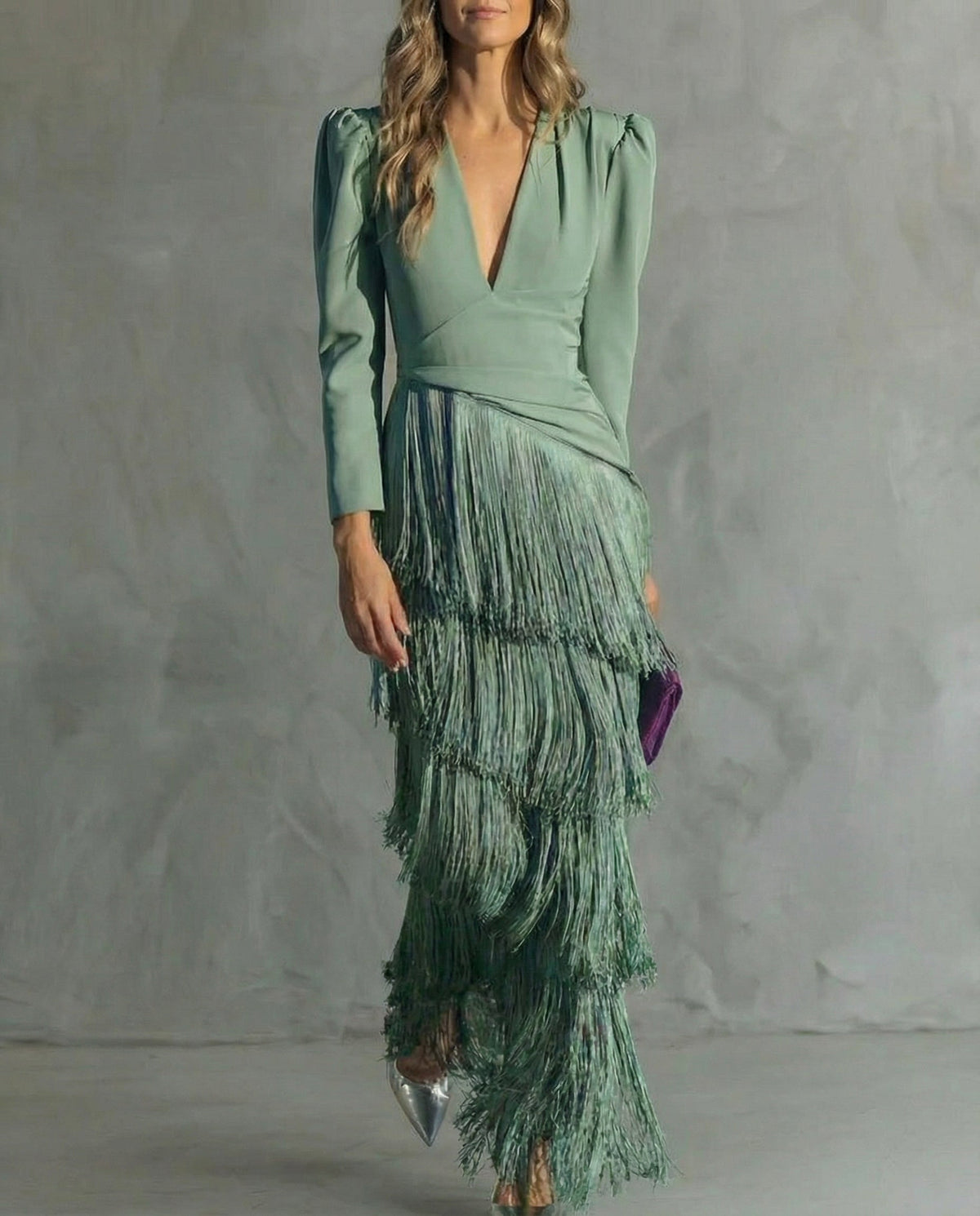 Claire | Elegant dress with fringe sleeves