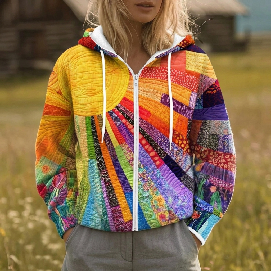 Rhealyn | Sunburst Print Zip Hoodie