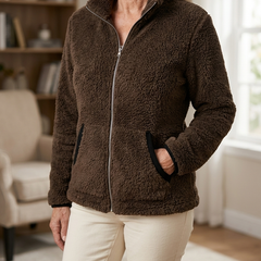 Hedda Cozy Zip-Up Jacket in brown