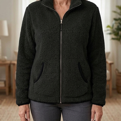 Hedda Cozy Zip-Up Jacket in black