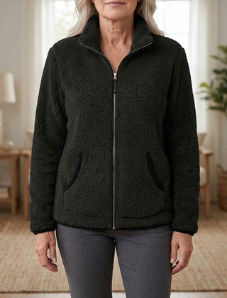 Hedda Cozy Zip-Up Jacket in black