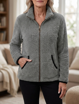 Hedda Cozy Zip-Up Jacket in gray